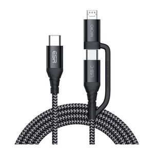 ESR Nylon USB-C + Micro Fast Charger Cable 1m - Black
