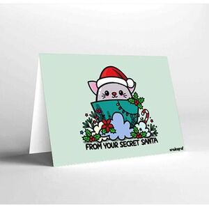 Mukagraf Christmas From Your Secret Santa Full Colours Illustration Greeting Card (10.3 x 7.3cm)