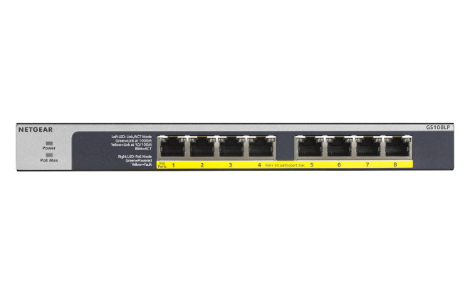 Netgear 8-Port Gigabit Ethernet PoE+ Unmanaged Switch with FlexPoE 60W - GS108LP