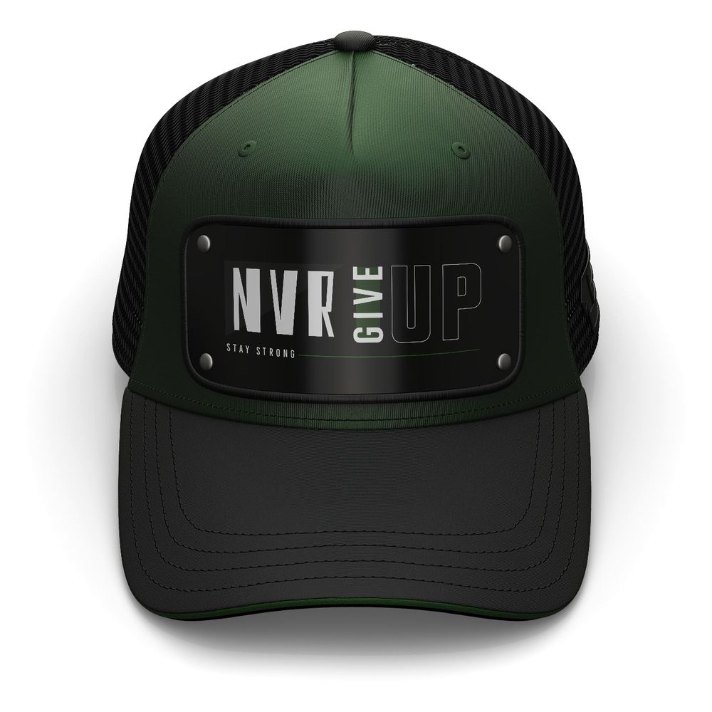 Tag P10 Green/Black Nvr Give Up Trucker Cap