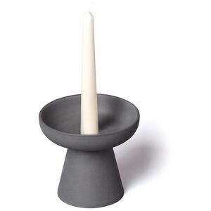 Aery Living Porcini Pillar & Taper Candle Holder Charcoal Matte Ceramic (Size M)