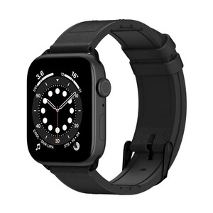 SwitchEasy Hybrid Silicone-Leather Apple Watch Band 38/40/41mm Black
