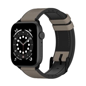 SwitchEasy Hybrid Silicone-Leather Apple Watch Band 42/44/45mm Stone Gray