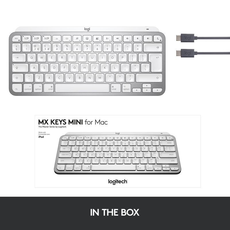 Logitech 920-010526 MX Keys Mini Wireless Illuminated Keyboard - (US International) - Pale Grey