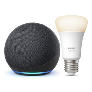 Amazon Echo Dot 4th Gen Smart Speaker With Philips Hue E27 White Smart Light Bulb