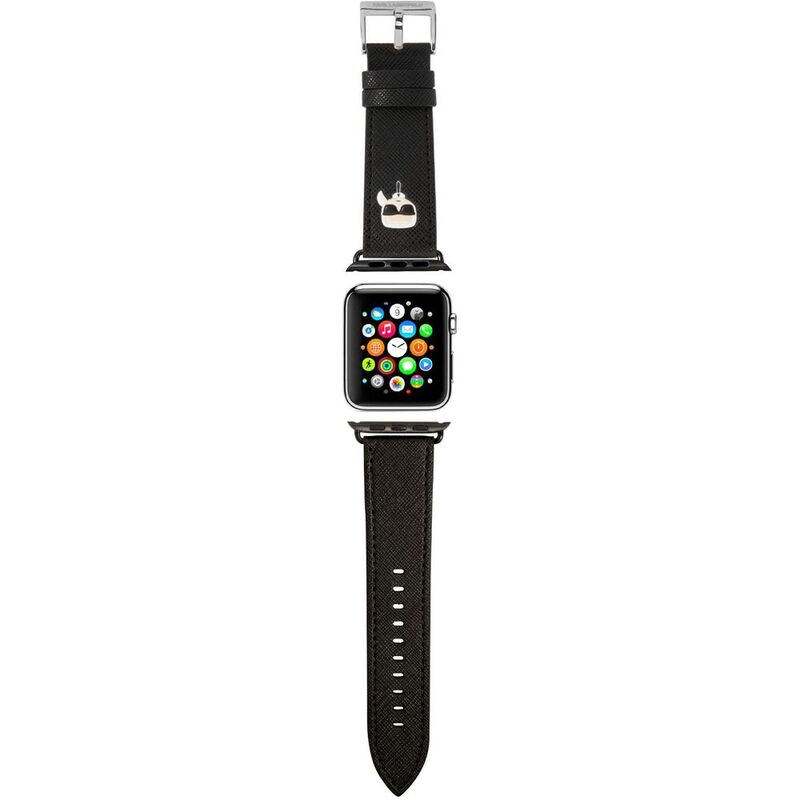 Karl Lagerfeld PU Saffiano with Karl's Head Logo Strap Black for Apple Watch 42-45mm