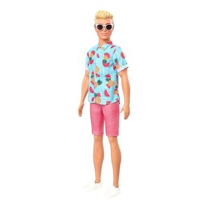 Barbie Fashionista 152 Ken Blonde Hair With Tropical Print Shirt Doll GYB04