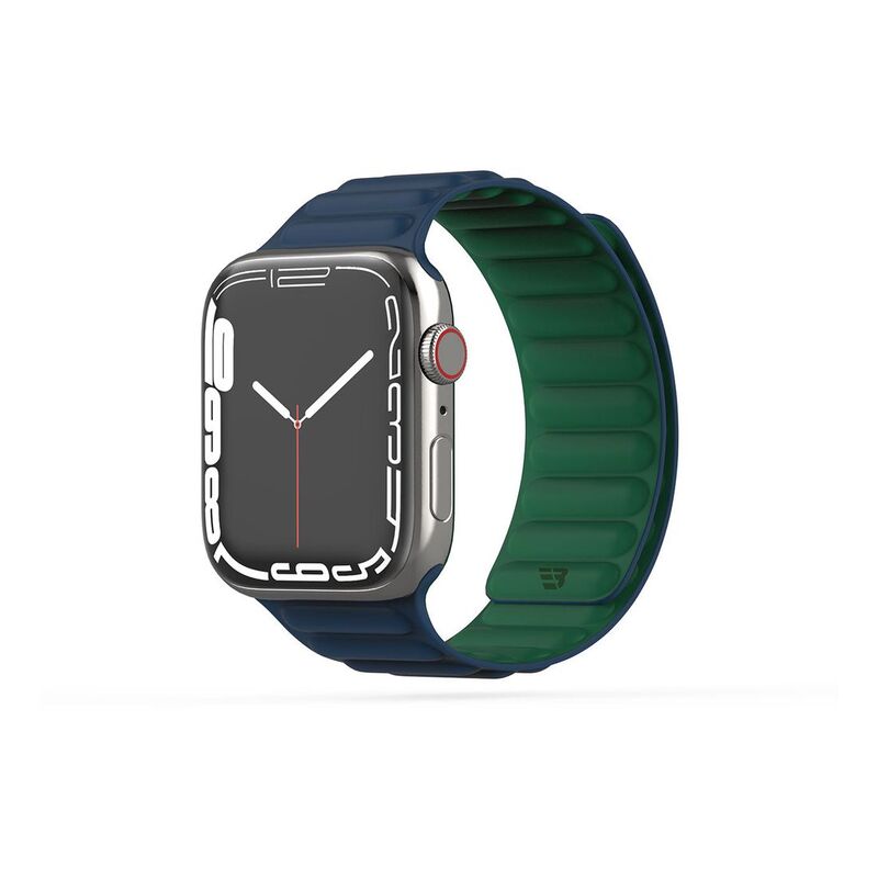 BAYKRON Premium Soft Touch Silicone Magnetic Band Slate Blue and Forest Green for Apple Watch 42/44/45 mm