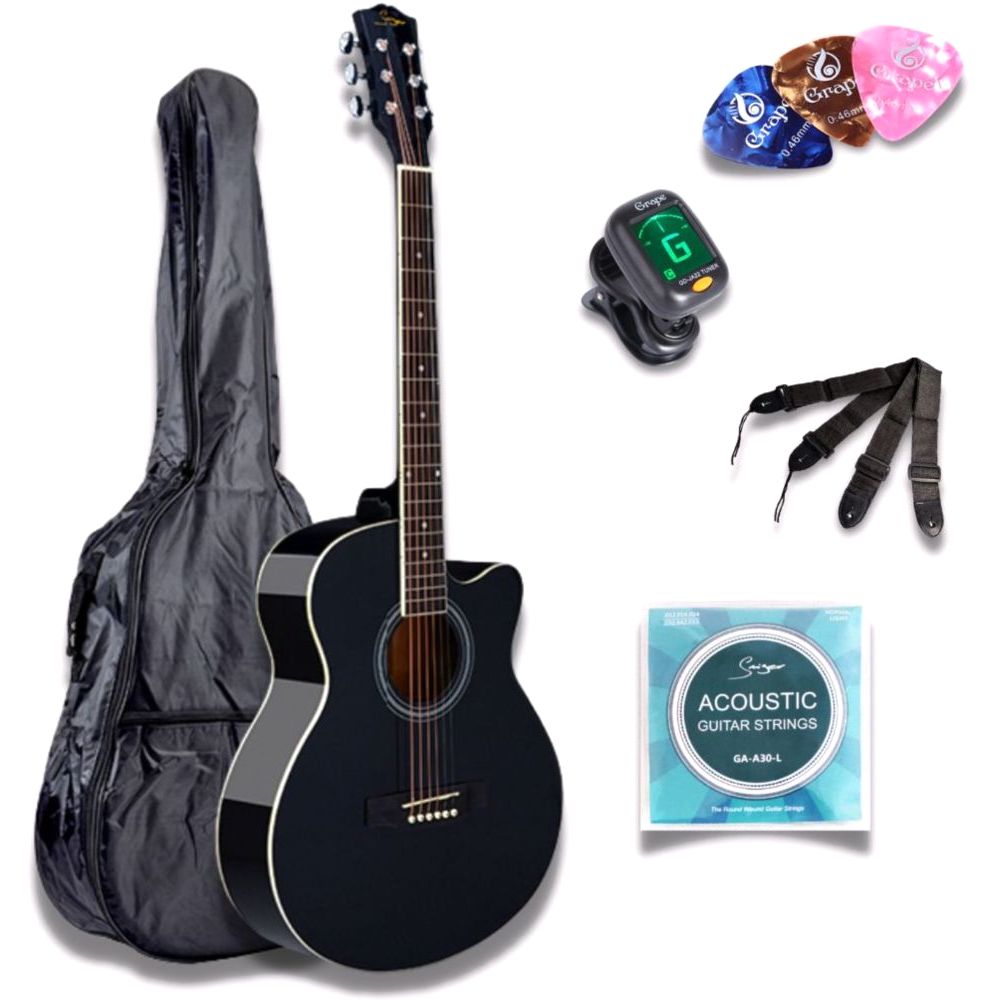 Smiger Ga-H10-Bk Acoustic Guitar Pack Black