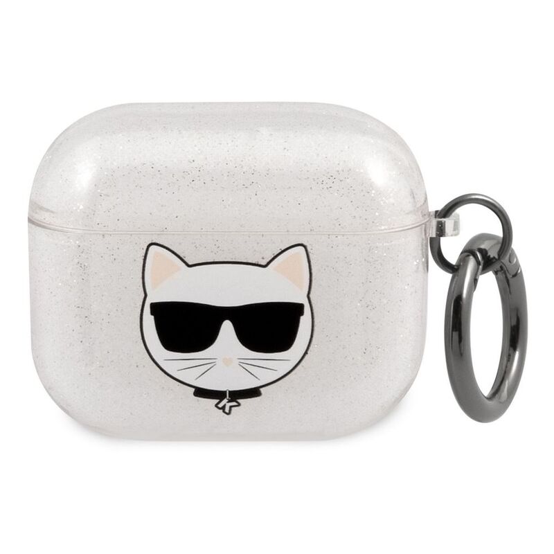 Karl Lagerfeld TPU Choupette Glitter Case for Apple AirPods 3 - Silver