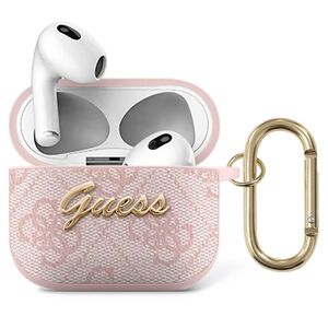 Guess PU 4G Case with Script Metal Logo for AirPods 3 - Pink