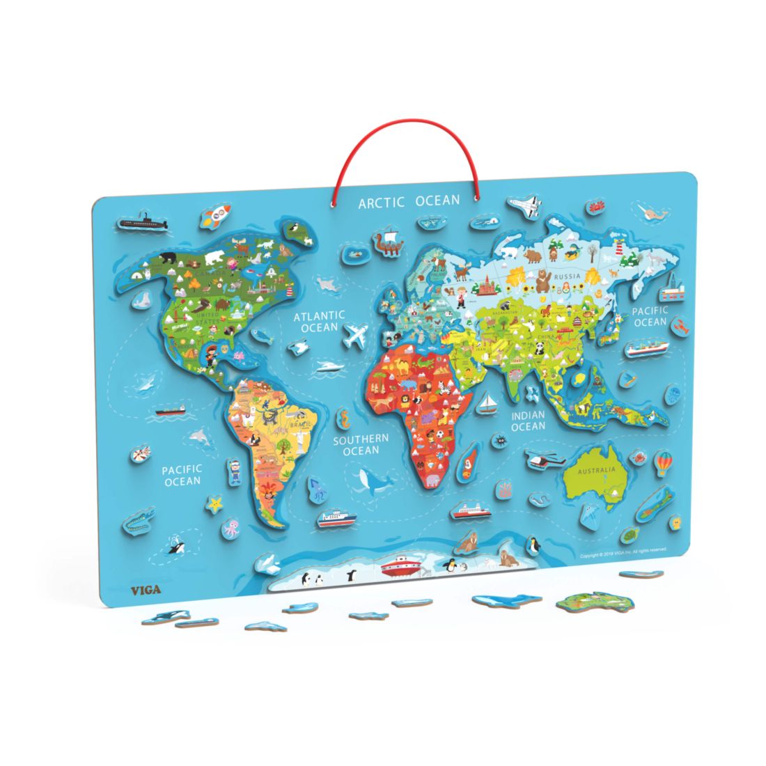 Viga Jumbo Magnetic World Puzzle And Dry Erase Board