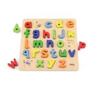 Viga Block Puzzle Alphabet Lowercase Wooden Set