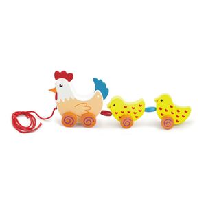 Viga Pull Along Hen With Two Chicks Wooden Set