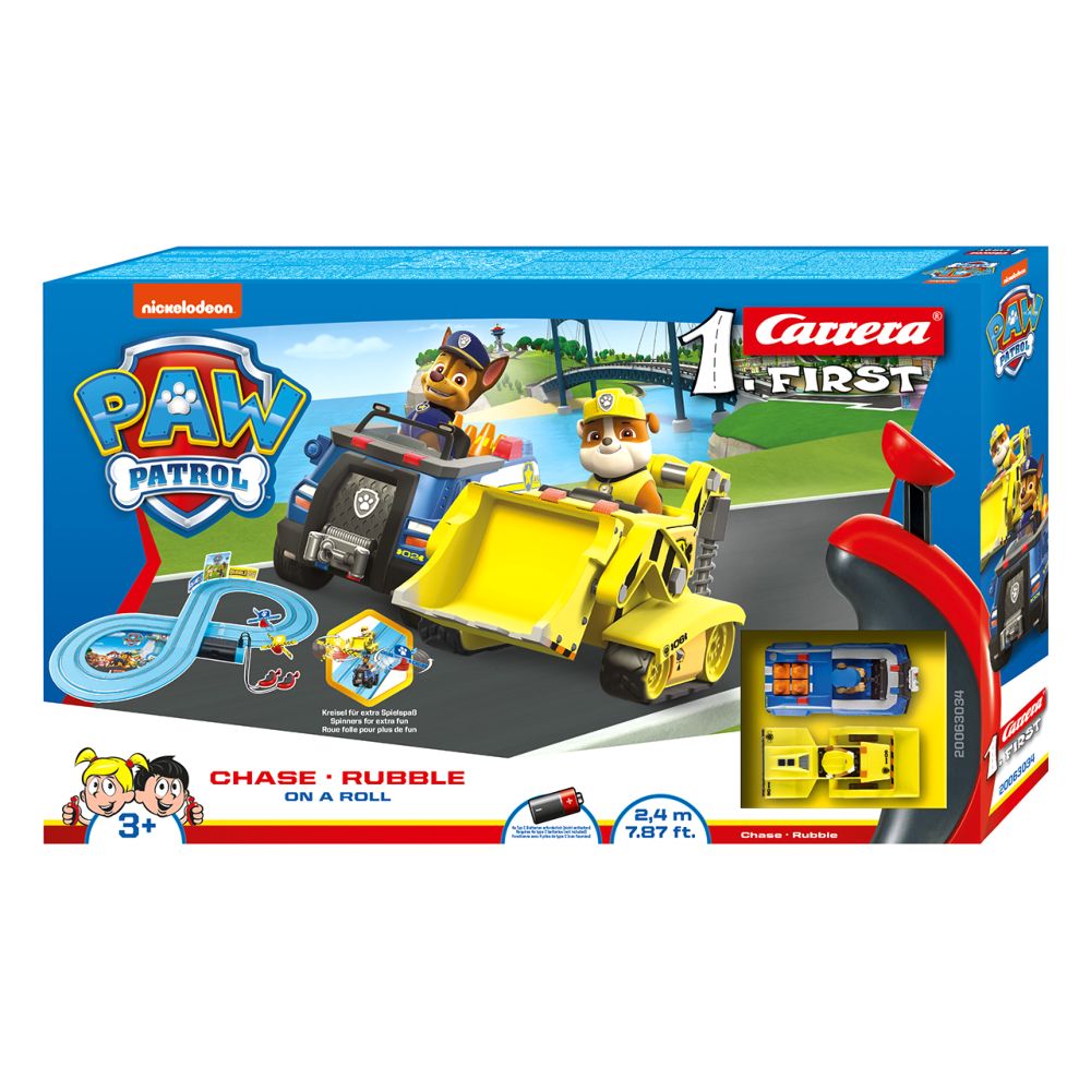 Carrera Paw Patrol First Chase And Rubble On A Roll Slot Car Racing System 2.4m