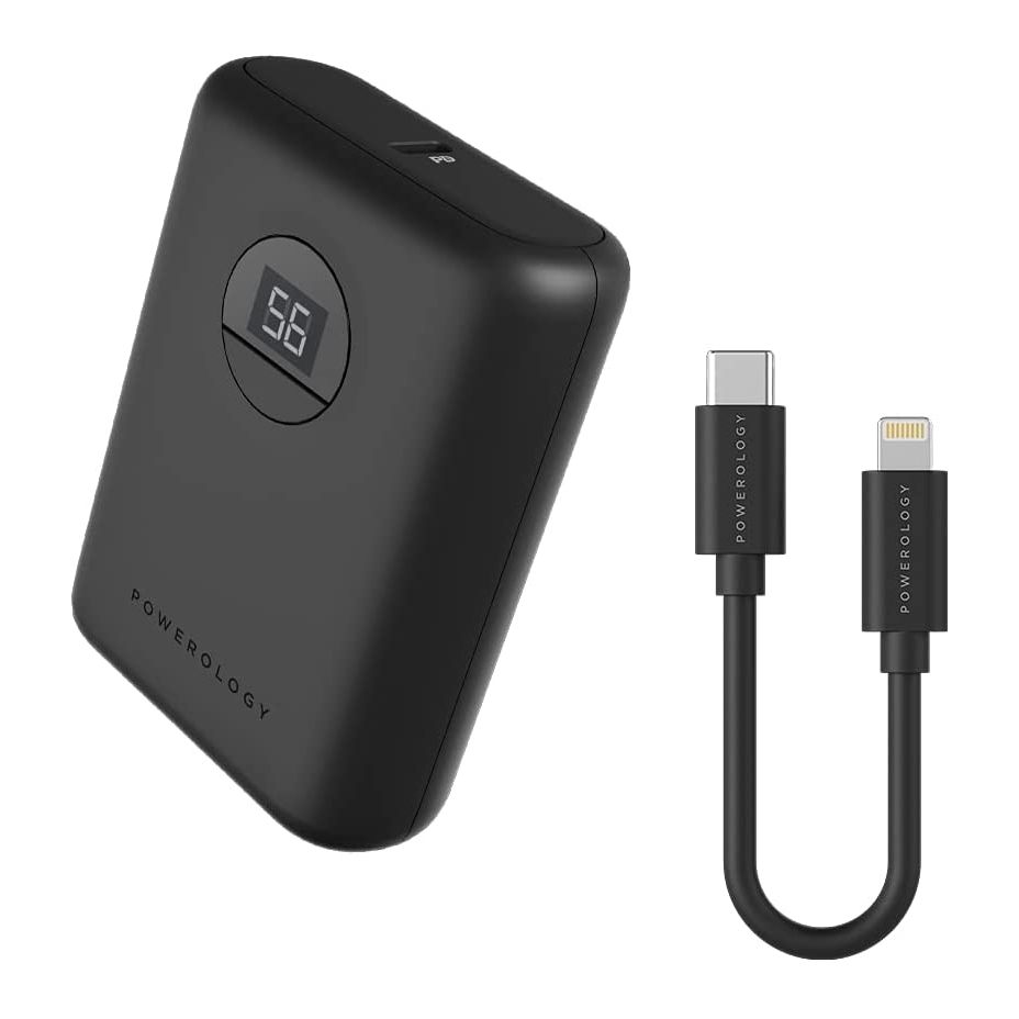 Powerology 10000mAh PD 20W with MFi USB-C to Lightning Cable 0.9m Black