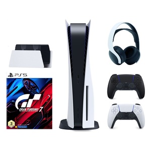 Sony PlayStation PS5 Console + DualSense Controller Midnight Black + Pulse 3D Headset + Charging Station + Gran Turismo 7- PS5