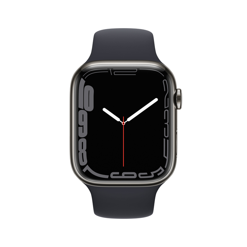 Apple Watch Series 7 GPS + Cellular 45mm Graphite Stainless Steel with Midnight Sport Band - Regular