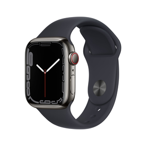 Apple Watch Series 7 GPS + Cellular 41mm Graphite Stainless Steel with Midnight Sport Band - Regular