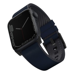 UNIQ Straden Waterproof Leather Hybrid Apple Watch Strap 45/44/42mm - Prussian Blue