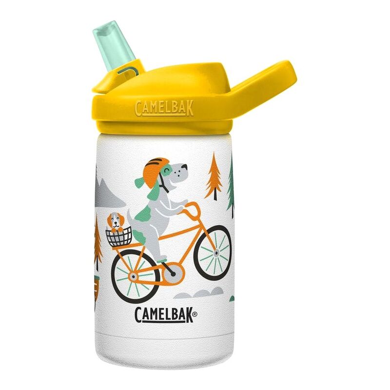 Camelbak Eddy + Kids Stainless Steel Vacuum Insulated Water Bottle 355ml - Biking Dogs
