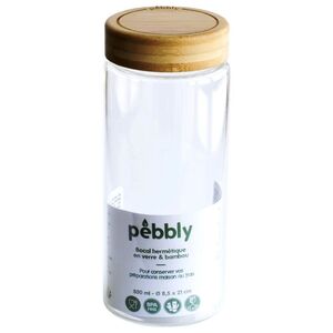 Pebbly Round Glass Jar W/ Screw Bamboo Lid 850ml