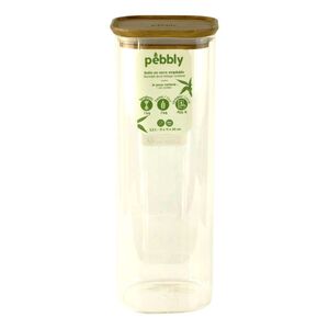 Pebbly Square Glass Food Jar W/ Bamboo Lid 2,200ml