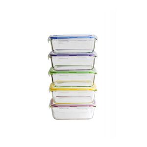 Pebbly Rectangular Batch Cooking Food Containers 850ml (Set of 5)
