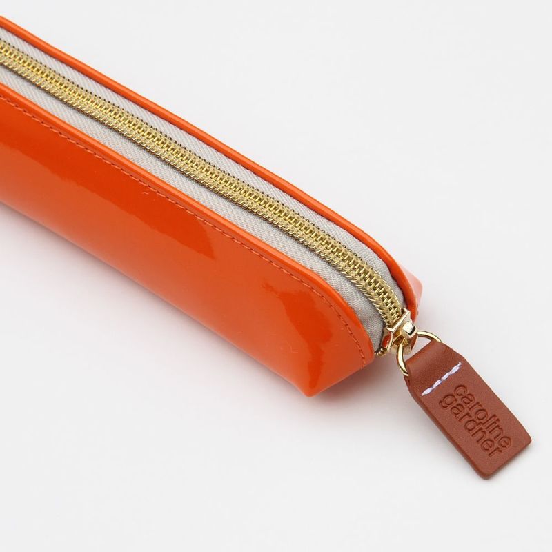 Caroline Gardner Glossy Orange Essential Pencil Case