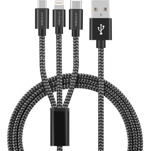 HYPHEN 3 in 1 Lightning + USB-C + Micro-USB Cable 1M Black
