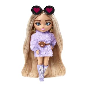 Barbie Extra Mini Blonde Pigtails Purple Hoodie Doll HGP66