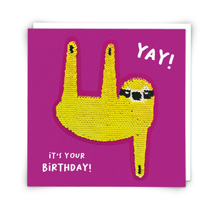 Redback Cards Sequin Sloth Greeeting Card (16 x 16cm)
