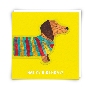 Redback Cards Sequin Dog Greeeting Card (16 x 16cm)