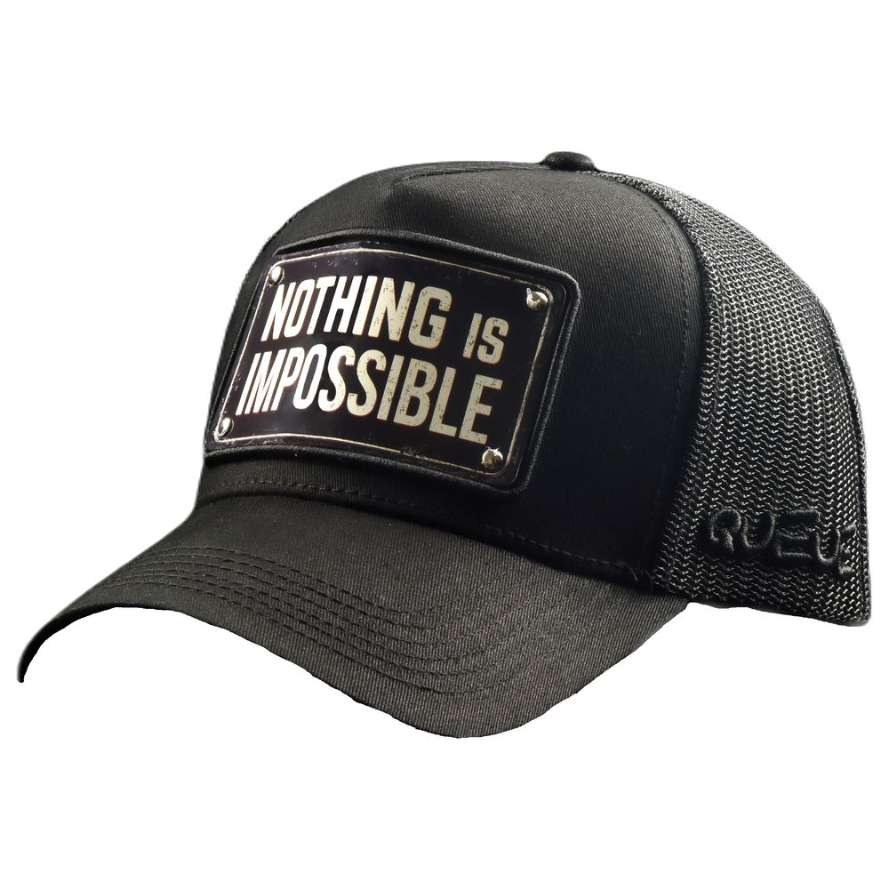 Queue Nothing Is Impossible Unisex Trucker Cap - Black