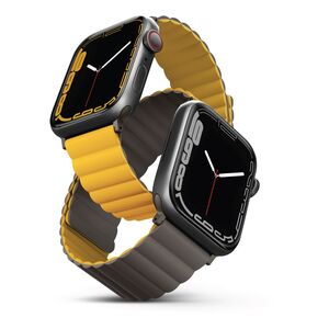 Uniq Revix Reversible Magnetic Strap for Apple Watch 45/44/42mm - Mustard/Khaki