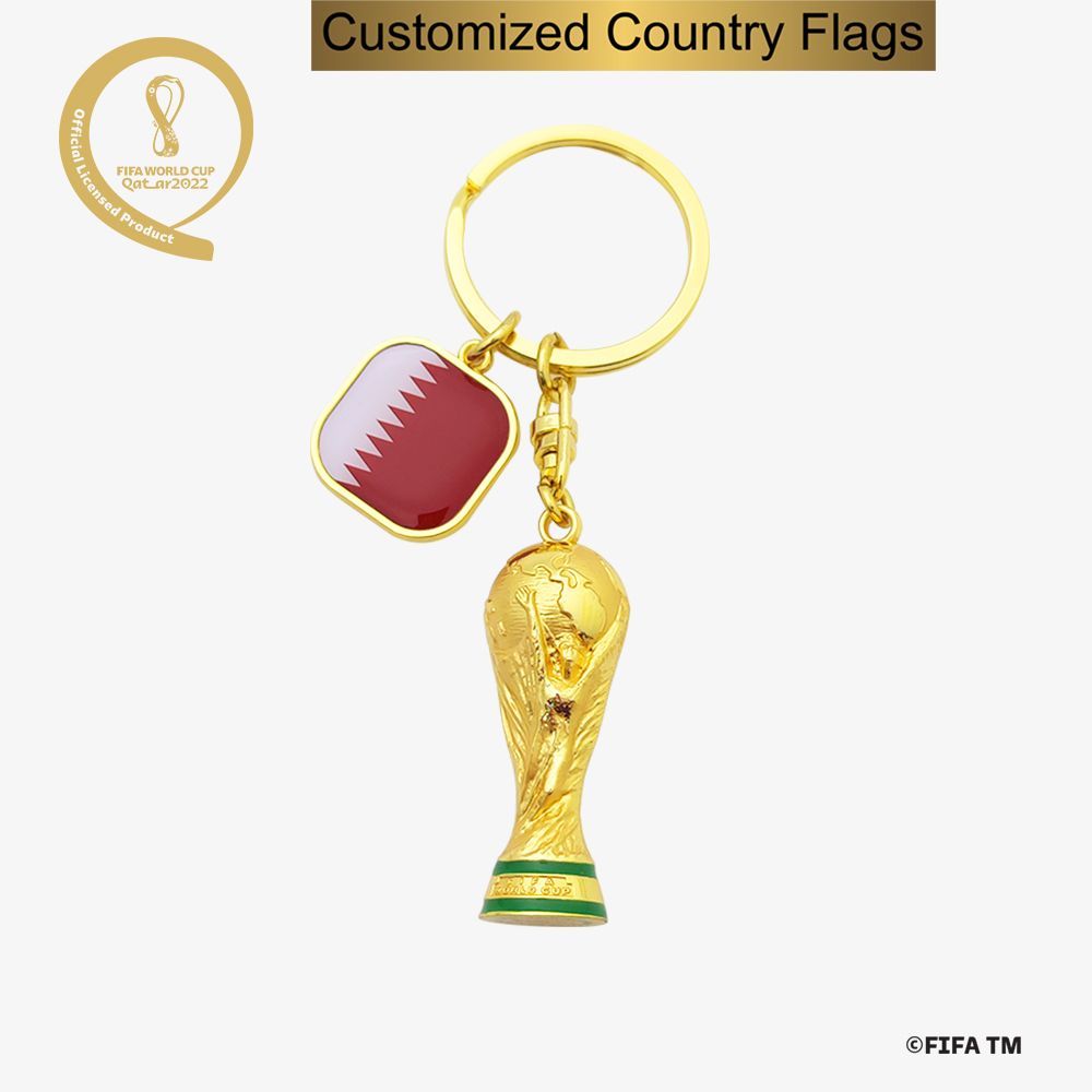 FIFA World Cup Qatar 2022 Officially Licensed Product 3D Trophy Keychain with Qatar flag