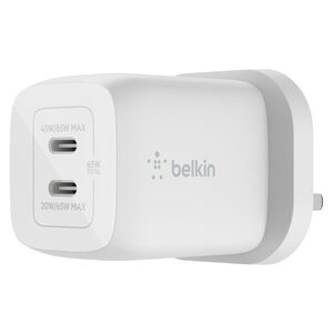 Belkin 65W Dual USB-C GaN PD Wall Charger - White