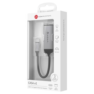 Adam Elements Casa e1 USB-C To Gigabit Ethernet Adapter - Grey