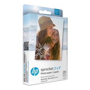 HP Sprocket 2X3 Premium Zink Sticky-Back Photo Paper - 20 Sheets