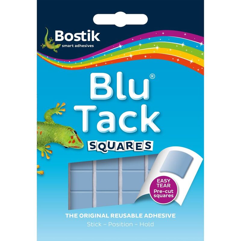 Bostik Blu Tack Handy Square - Pre-Cut Reusable Adhesive Squares (Pack of 12)