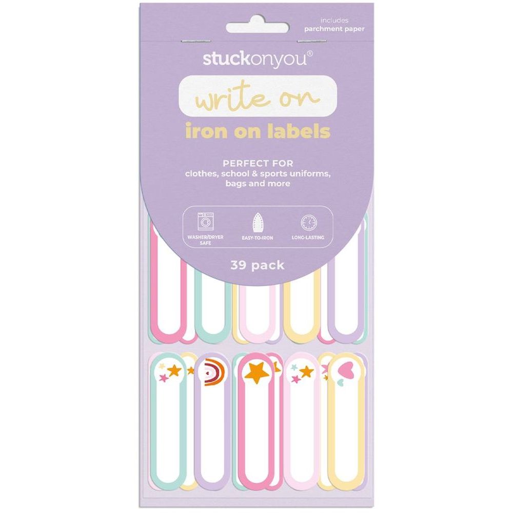 Stuck on You Write & Iron on Labels - Pastel Party (39 Pack)