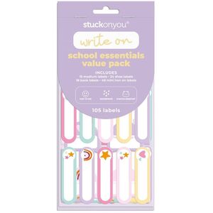 Stuck on You School Write on Labels Essentials Value Pack - Pastel Party (105 Labels)