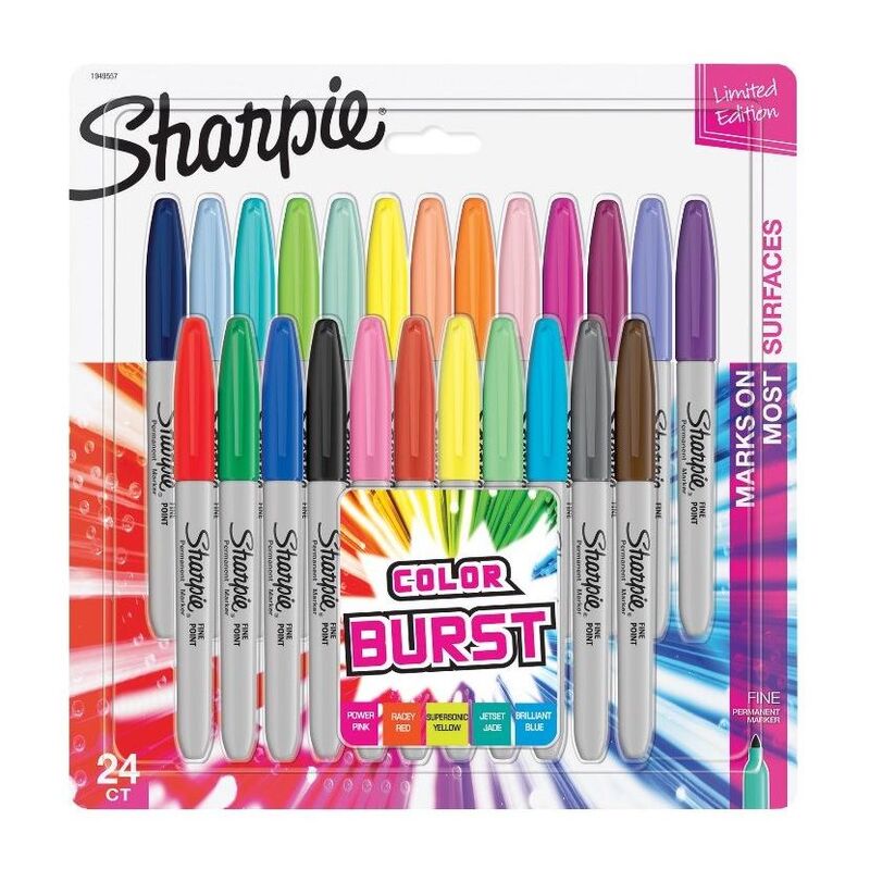 Sharpie Permanent Markers - Fine - Colour Burst (Pack Of 24)