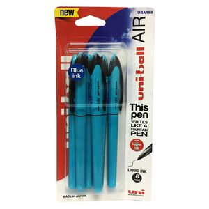 Uniball Air Micro Pen - Black Barrel - Blue Ink (Pack Of 6)