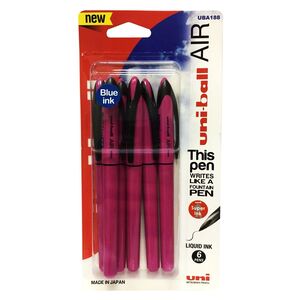 Uniball Air Micro Pen - Pink Barrel - Blue Ink (Pack Of 6)