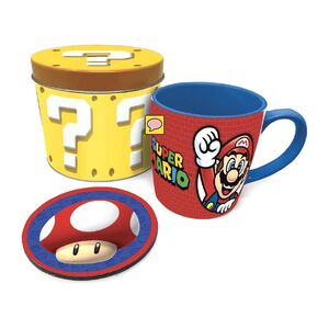 Hole In The Wall Super Mario Let'S Ago Mug Coaster & Tin Can Gift Set 315ml