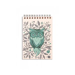 Pug Spiral Collection Owl Recycled Paper Lined Writing Pad (10 X 14cm)