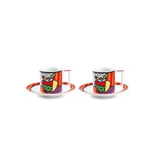 Britto Espresso Porcelain Cups with Saucers 90ml - Britto Apple (Set of 2)