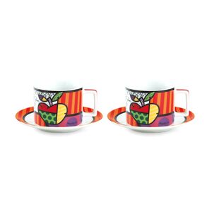 Britto Cappuccino Porcelain Cups with Saucers 220ml - Britto Apple (Set of 2)