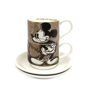 Mickey Mouse City Stackable Espresso Porcelain Cups Paris with Saucers ITC (Set of 2)